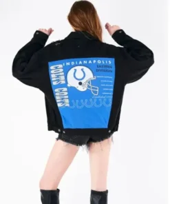 Emersyn Indianapolis Colts Black Denim Jacket For SaLe