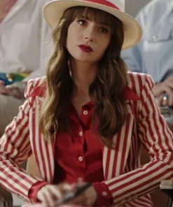 Emily In Paris Emily Cooper Red Lapel Collar Blazer
