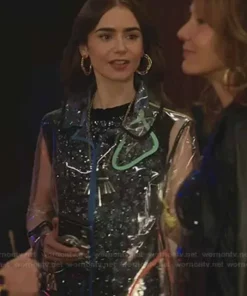 Emily In Paris Emily Cooper Transparent Printed Coat