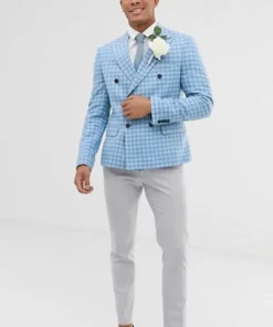 Emily In Paris Julien Sky Blue Checked Blazer