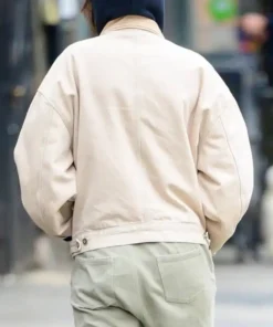 Emily Ratajkowski In New York City Beige Denim Jacket For Men And Women