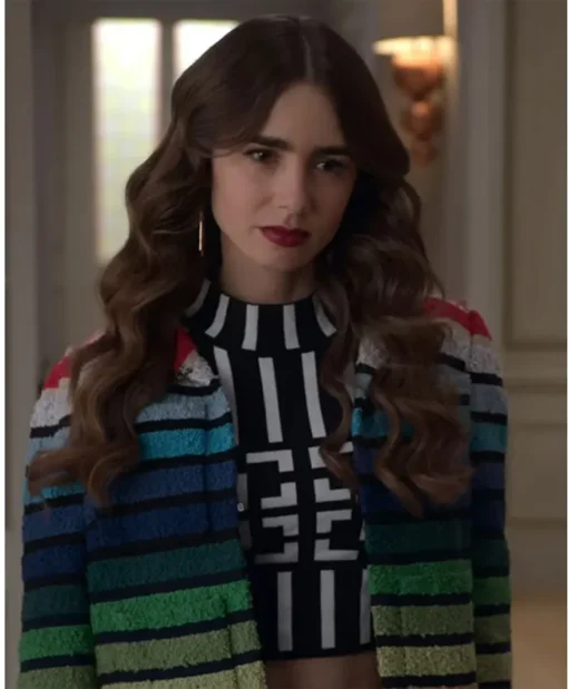 Emily in Paris Lily Collins Rainbow Jacket
