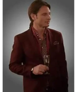 Emily in Paris Mathieu Cadault Suiting Fabric Maroon Blazer