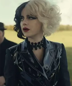 Emma Stone Cruella 2021 Black Leather Jacket