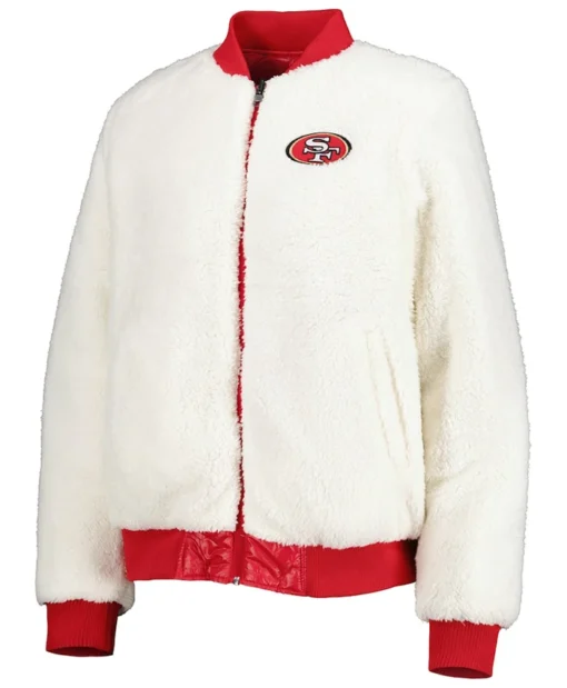 Enid Bogan San Francisco 49ers White Sherpa Jacket