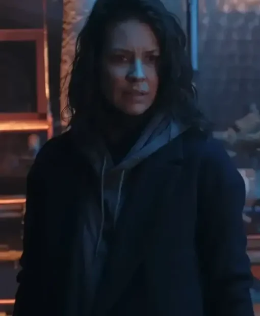 Evangeline Lilly Crisis Claire Reimann Black Coat