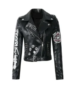 Eye Dare You Leather Black Jacket