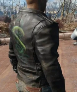 Fallout 3 Video Game Tunnel Snakes Rule Distressed Brown Moto Biker Leather Jacket With Studs