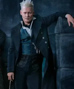 Fantastic Beasts 2 Johnny Depp Black Wool Trench Coat