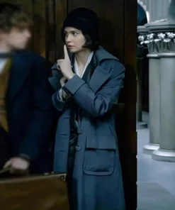 Fantastic Beasts Katherine Waterston Grey Long Wool Coat
