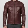 Quilted Fashion Waxed Burgundy Biker Leather Jacket
