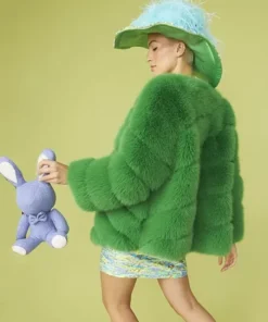 Faux Fur Vegan Green Coat