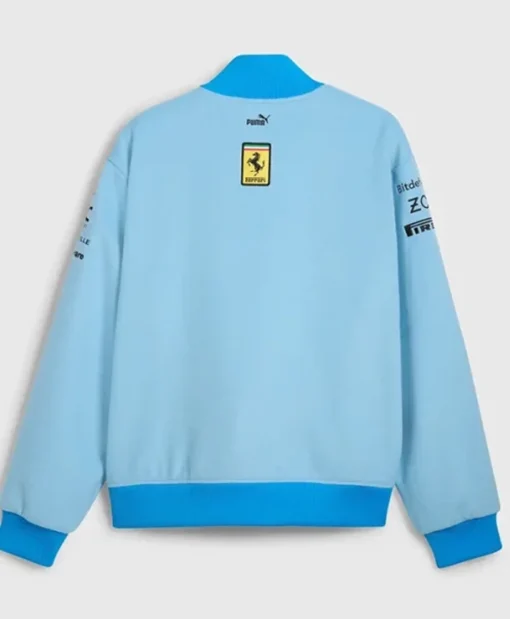 Ferrari Reprises Azzurro Blue for Miami Grand Prix Varsity Jacket For Men And Women