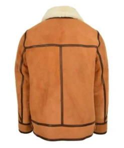 Film Top Gun B3 Bomber Camel Brown Shearling Fur Pilot Suede Aviator Leather Jacket For Winter Season