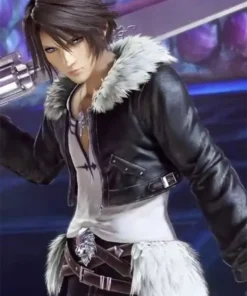 Final Fantasy Squall Leonhart Gaming Black Leather Jacket