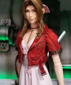 Final Fantasy VII Remake Aerith Red Biker Leather Cropped Jacket