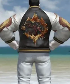 Final Fantasy XIV Inferno Video Game Black Leather Varsity Bomber Jacket