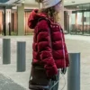 Five Feet Apart Stella Hooded Maroon Satin Puffer Jacket