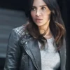 Floriana Lima Supergirl Maggie Sawyer Quilted Black Leather Jacket For Sale