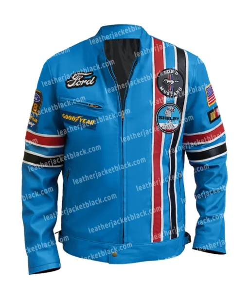 Ford Mustang Shelby Blue Leather Jacket
