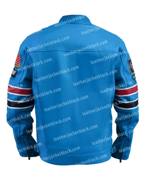 Ford Mustang Shelby Blue Leather Jacket Back