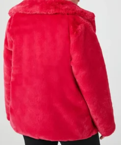 Forever 21 Plus Size Notched Red Faux Fur Coat
