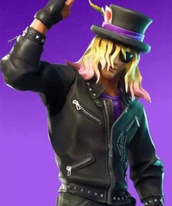 Fortnit Stage Slayer Studded Black Leather Jacket