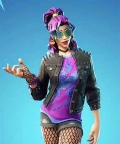 Fortnit Synth Star Studded Leather Jacket