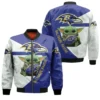 Fox Baltimore Ravens 3D Baby Yoda Bomber Jacket