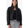 Frances Iro Okan Black Leather Stand-up Collar Jacket