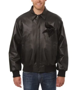 Francisco Minnesota Vikings Black Leather Jacket