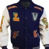 Frank Clark LV Patches Runway Purple Varsity Jacket