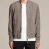 Fred R Quince Light Grey Suede Bomber Jacket