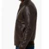 Front Zip Bomber Men Leather Brown Jacket
