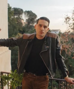 G-Eazy Black Brown Biker Real Leather Jacket