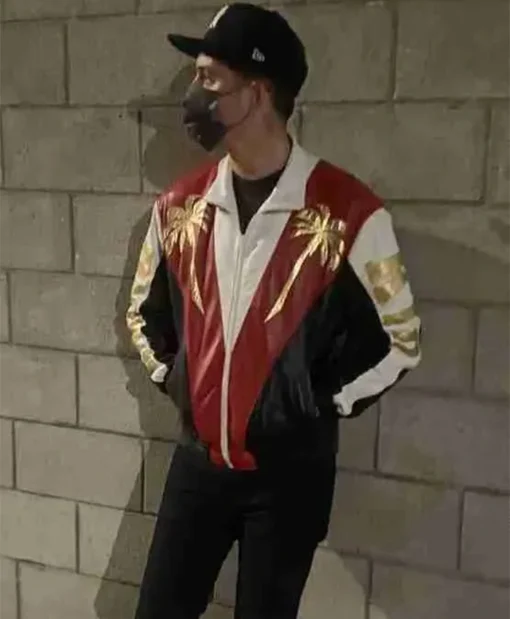 G-Eazy Dancing Kid Palm Tree Bomber Real Leather Jacket