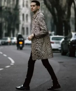 G-Eazy Leopard Print Long Cotton Leather Coat