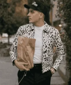 G-Eazy White and Black Leopard Real Leather Jacket