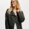 Garrity Cotton On Black Asymmetrical Zip Biker Leather Jacket