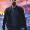Gemini Man Will Smith Black Satin Bomber Jacket