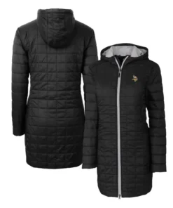 Gemma Minnesota Vikings Black Hooded Long Coat