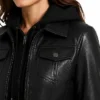 Genuine Leather Slim Fit Hooded Women