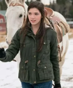 Georgie Heartland TV Series Green Cotton Hooded Jacket