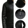 Gerald Shearling Genuine Sheepskin Leather SF Black Jacket