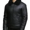 Gerald Shearling Genuine Sheepskin Leather SF Black Jacket For Sale