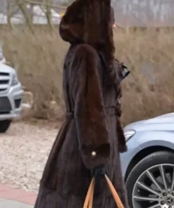 Get Now Hannah Big Mink Fur Hood Brown Long Coat For Sale