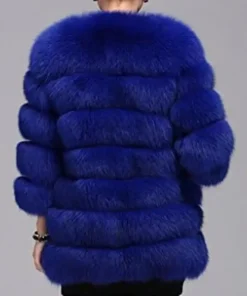 Get Now Lana Collarless Rich Blue Mink Fur Coat On Sale