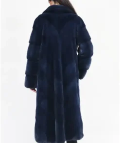 Get Now Lily Stylish Mink Fur Blue Trench Coat For Sale