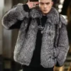 Get Now Zeus Turndown Faux Mink Fur Grey Coat For Sale