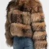 Get Shenna Thick Mink Fur Cropped Fluffy Brown Coat For Sale